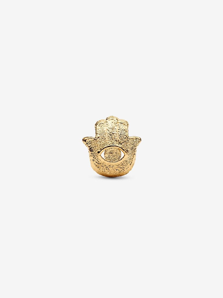 Bille mini Khamsa texturé, métal unique plaqué d'or 14 carats
