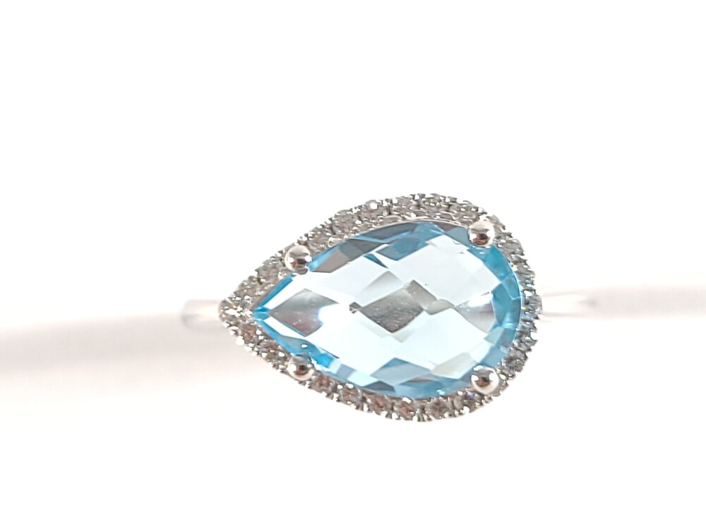 Bague or blanc topaze bleue, 19 pts dia tot - ANP3735BT - Exclusivités