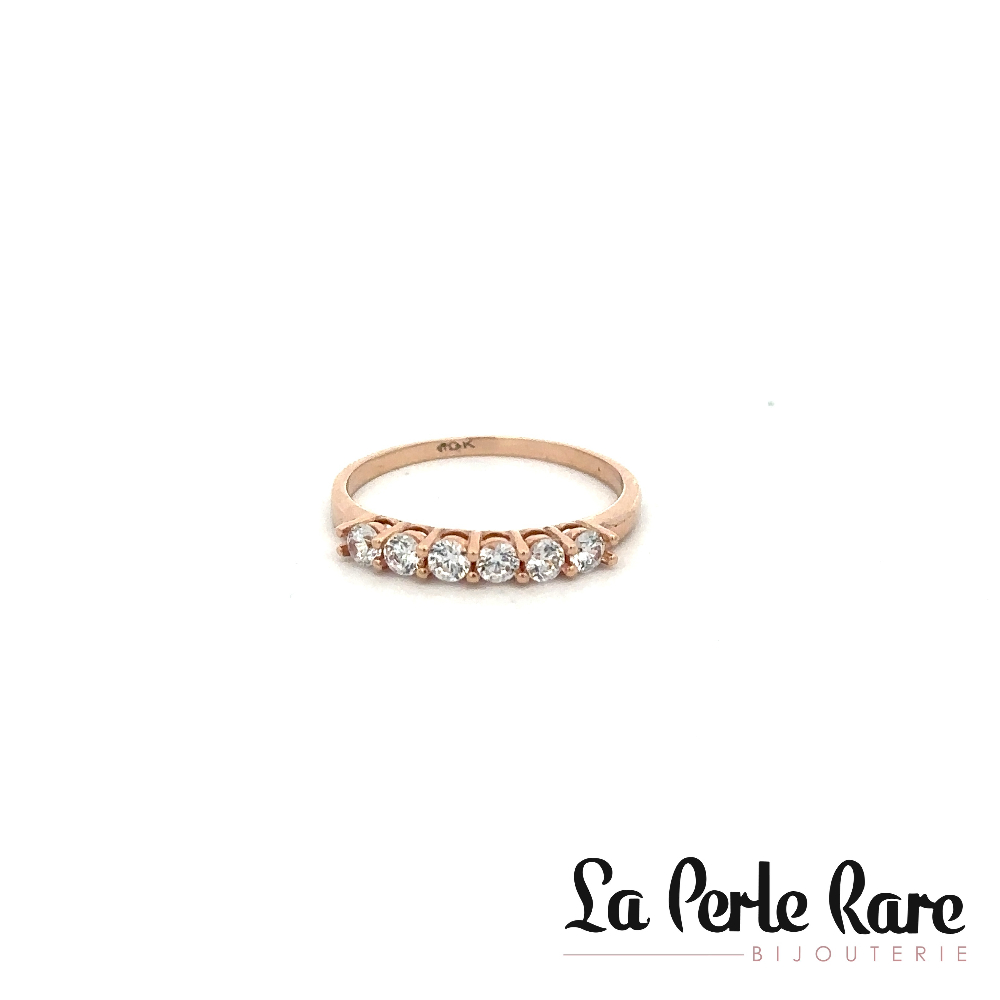 Jonc semi-éternité or rose 10 carats, zircons incolores - RDS01-4035-R - Exclusivités