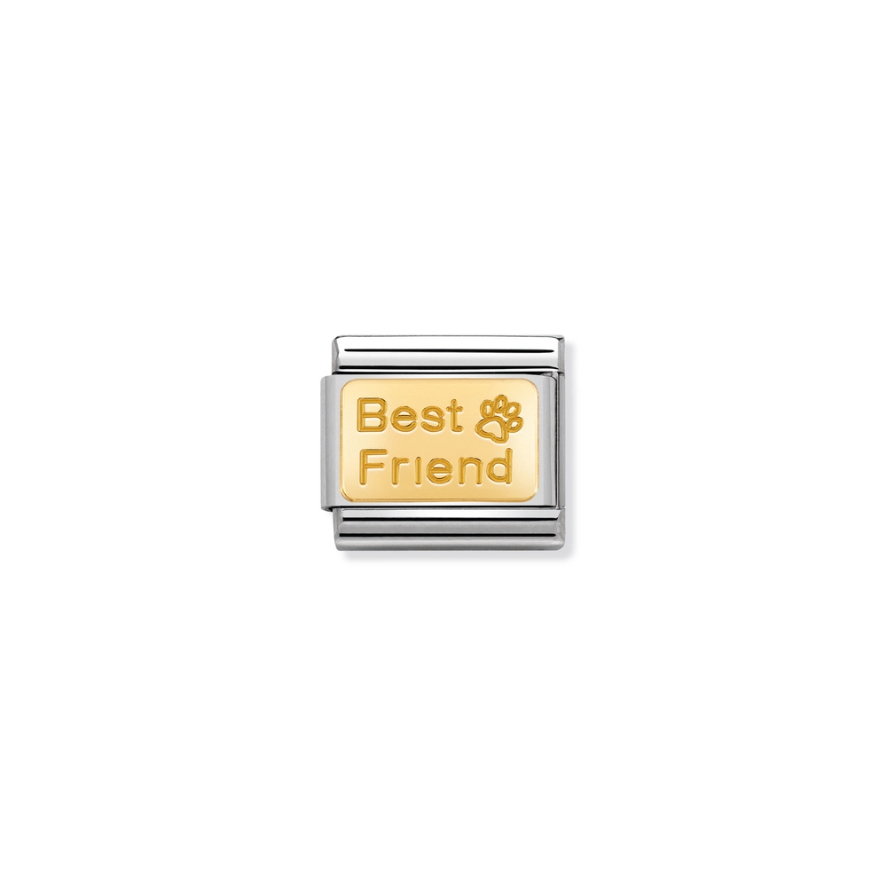 Maille classique meilleur ami, patte, acier inoxydable, finition or jaune 18 carats - 03012150 - NOMINATION