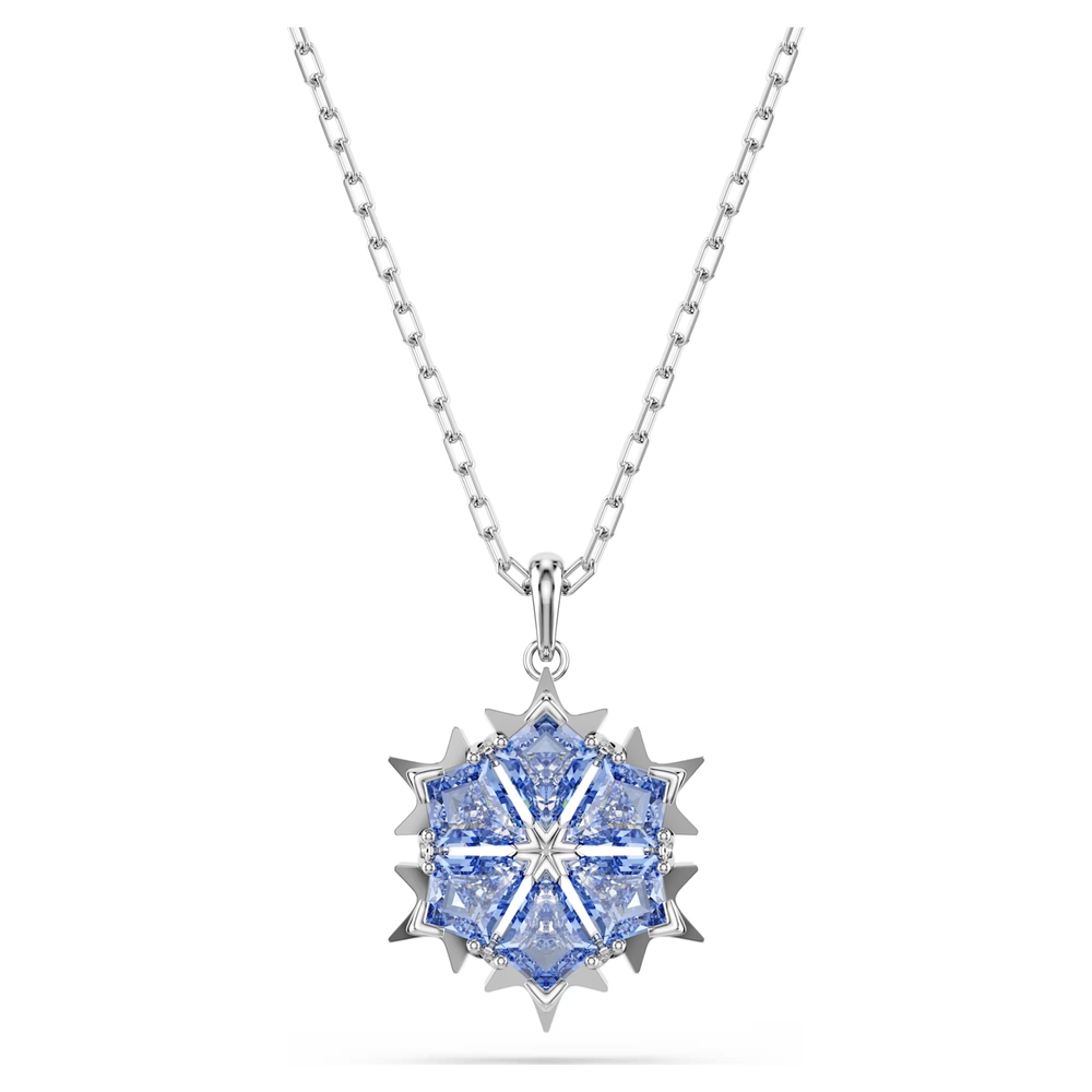 Pendentif flocon de neige, métal rhodié, cristaux bleus - 5735399 - Swarovski