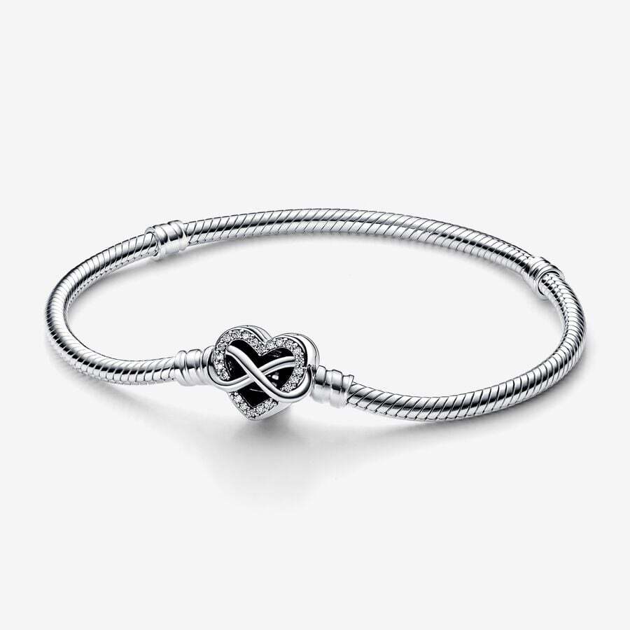 Bracelet fermoir coeur infini scintillant, argent, zircons incolores - 592645C01-17 - Pandora
