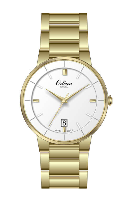Montre acier inoxydable doré, fond blanc - ME3562 - Orlean