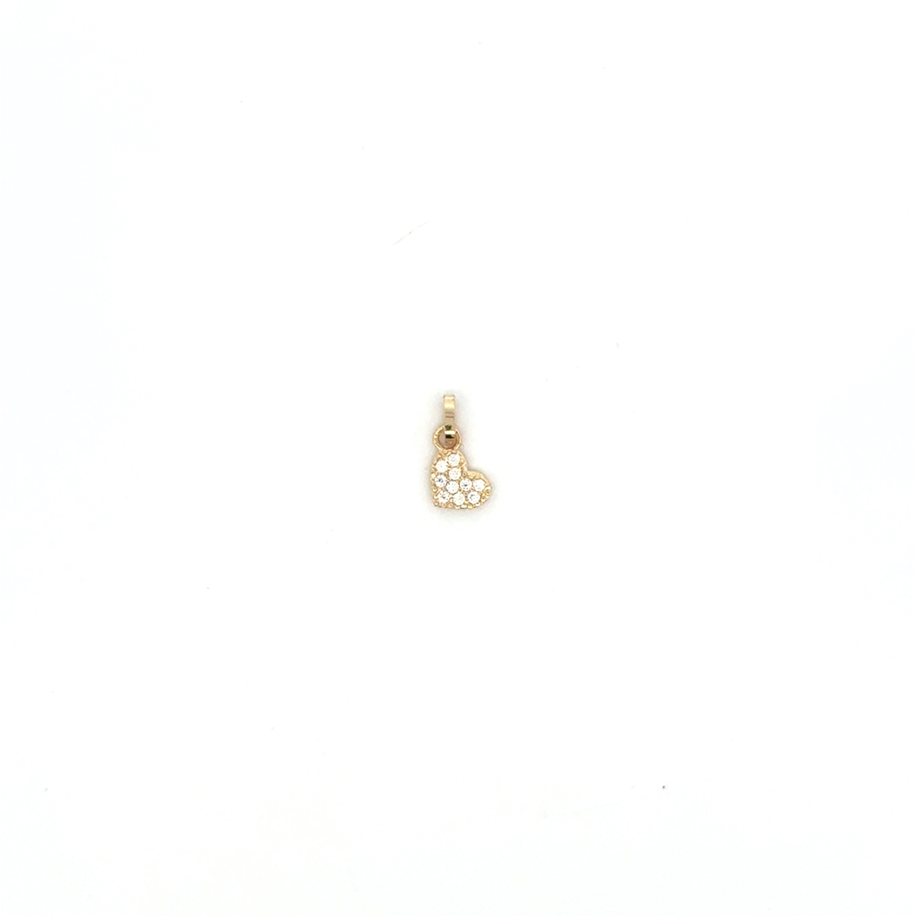 Pendentif coeur, or jaune 10 carats, zircons incolores