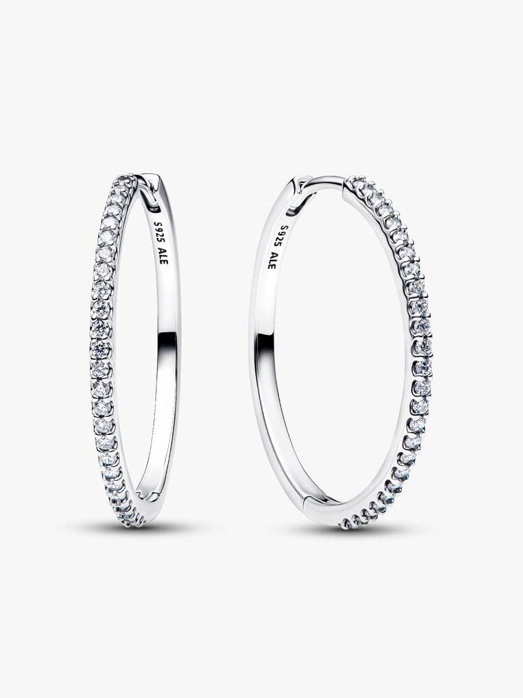 Anneaux scintillants, argent, zircons bleus