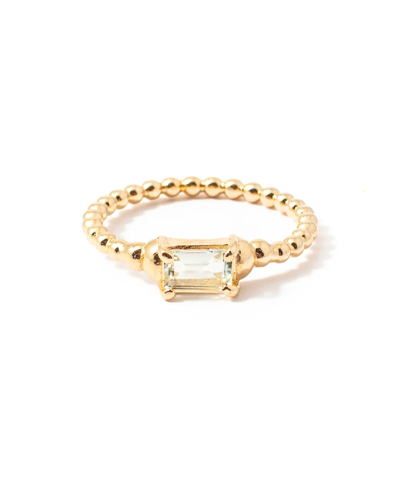 Bague Sauge argent finition or, améthyste verte - SAUGE-G-6 - Welldunn