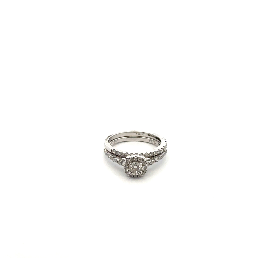 Ensemble d'alliances or blanc 14 carats, 100 points de diamant total - 101942 - Exclusivités