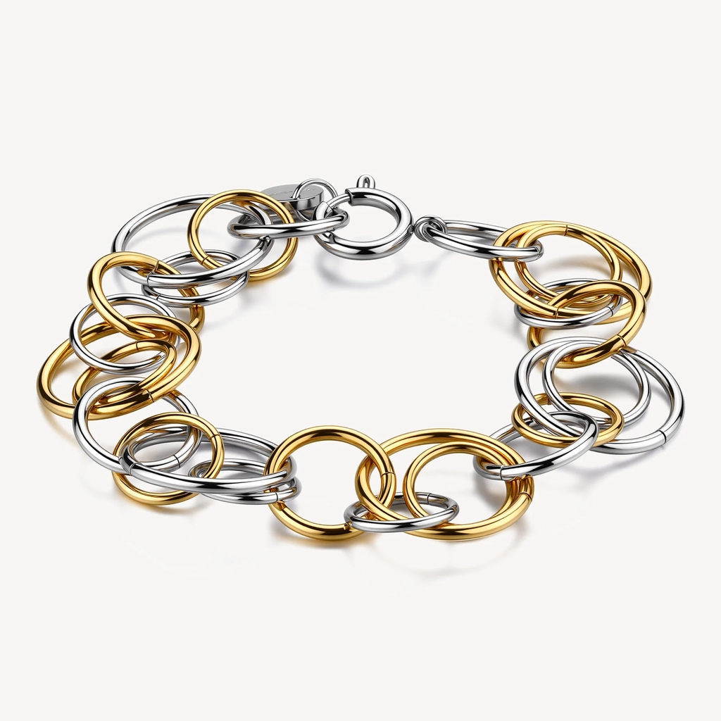Bracelet Aura, acier inoyxdable 2 tons (blanc et jaune)