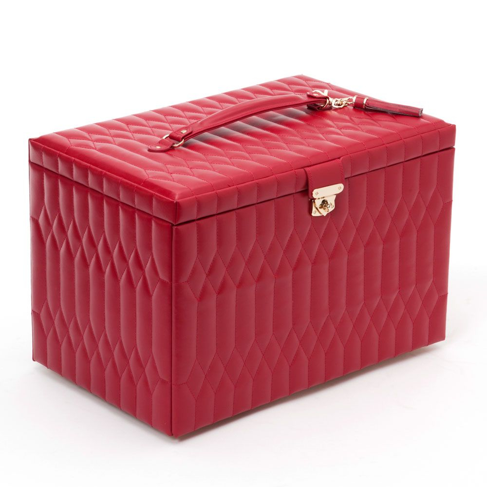 Très gros coffre à bijoux, cuir rouge - 329572 - WOLF