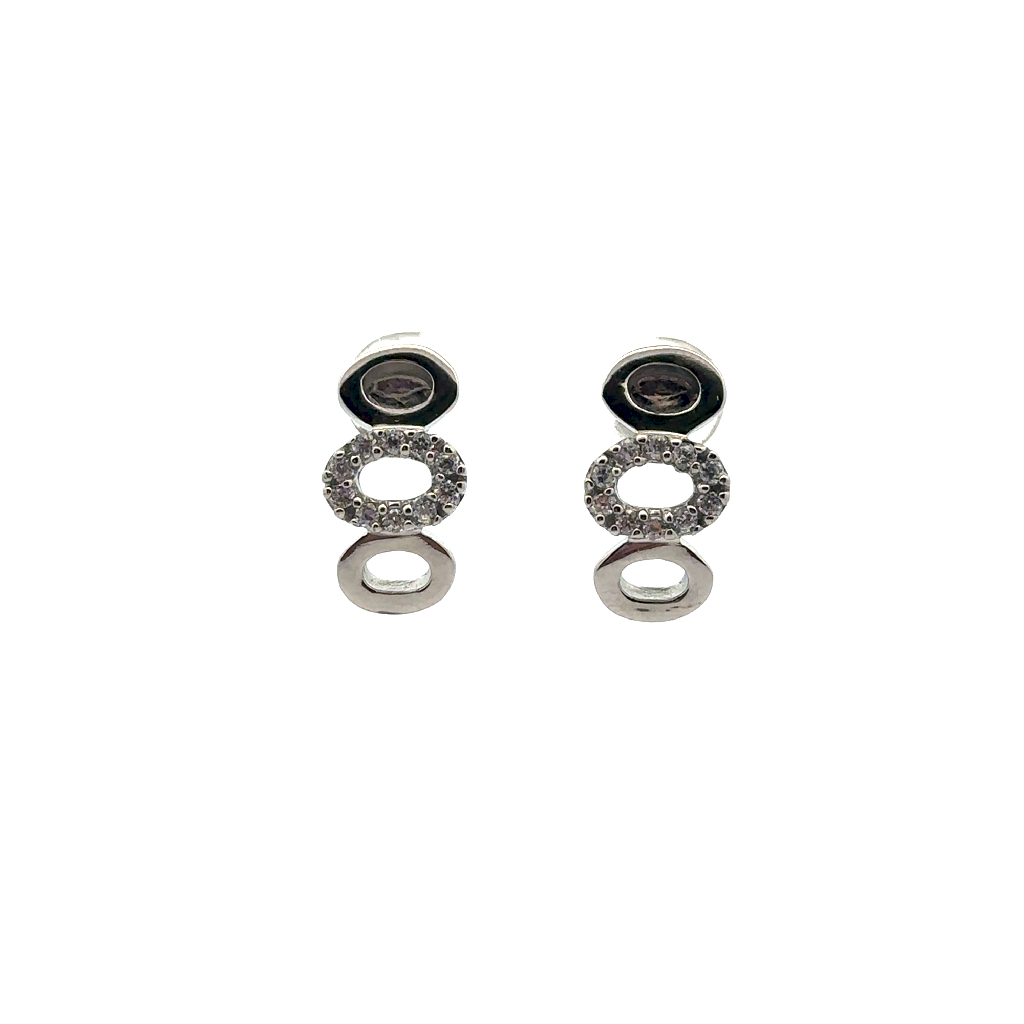 Boucles d'oreilles fixes acier inoxydable, zircons incolores - 170-ER3808 - Steelx