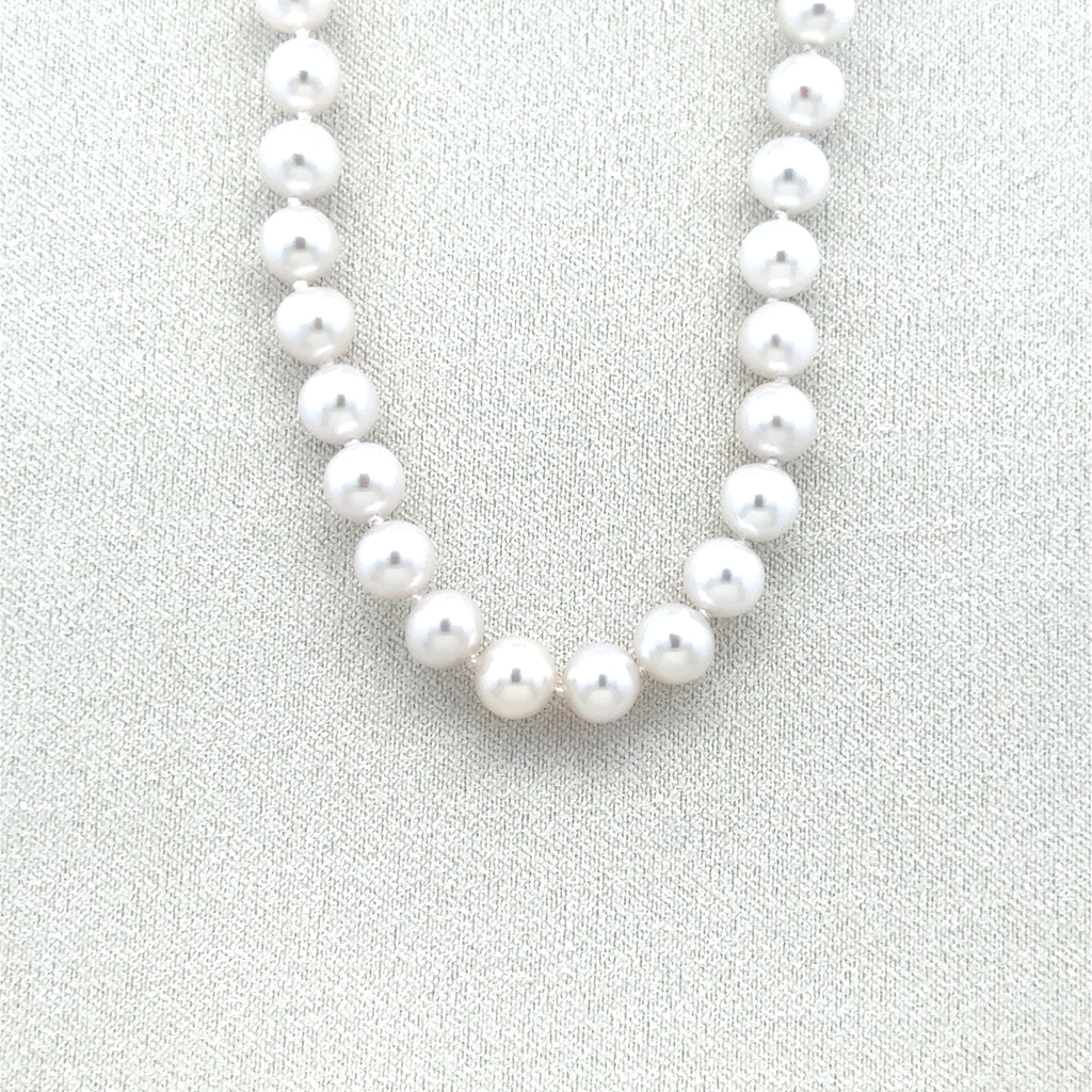 Collier or 2 tons (jaune et blanc) 14 carats, perles de culture AA