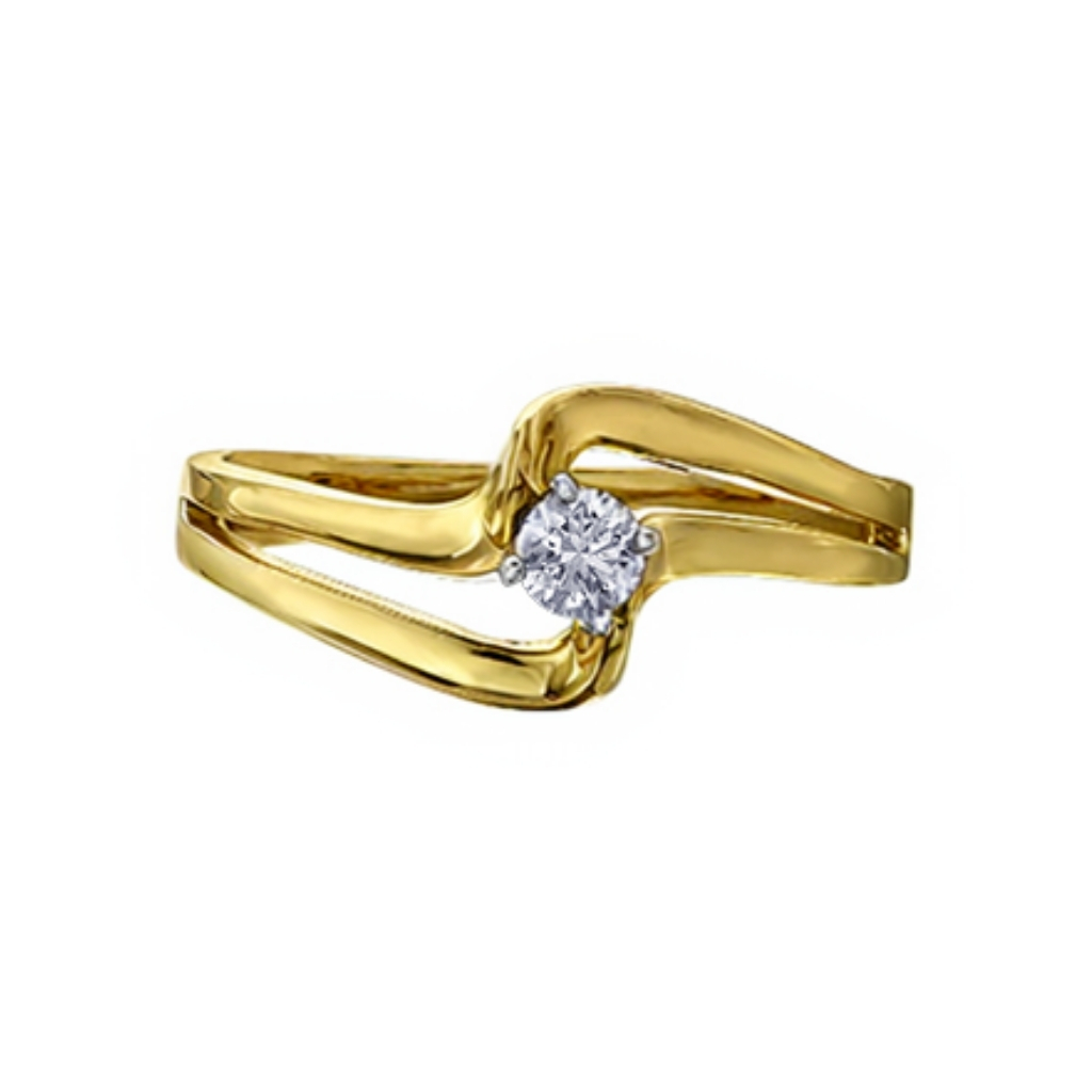 Bague or 2 tons (jaune/blanc) 10 carats, diamant canadien de 10 points, certificat - AM599YW10 - Corona