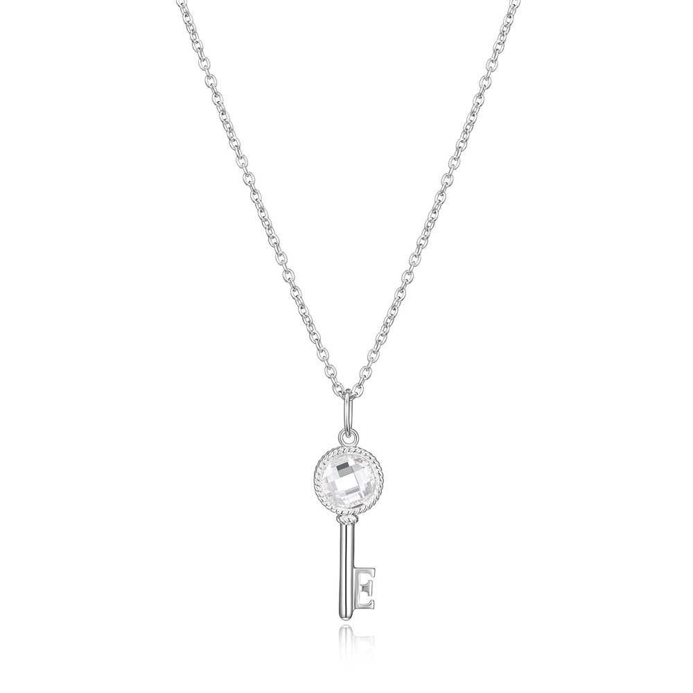 Pendentif clé, argent rhodié, zircon - R0LBLD0044 - Elle