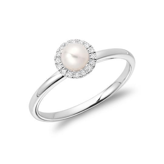 Bague or blanc, perle, 4 pts dia tot - 02-0410PL10 - Rnb