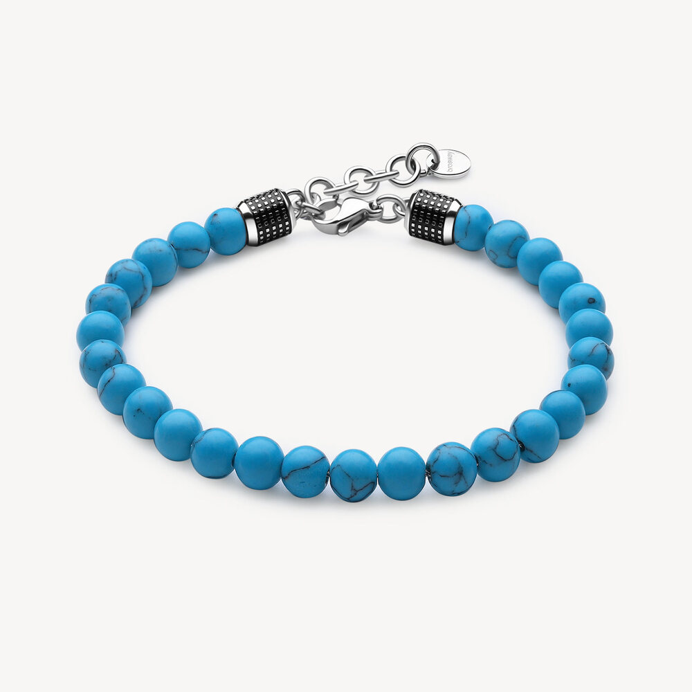 Bracelet bullet, acier 2 tons (noir/blanc), turquoises - BUL44 - Brosway Italia