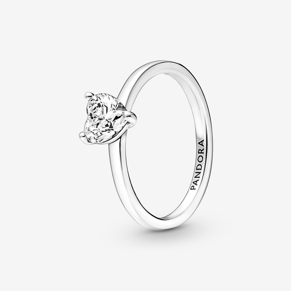 Bague à solitaire coeur scintillant, argent, zircons - 191165C01-54 - Pandora