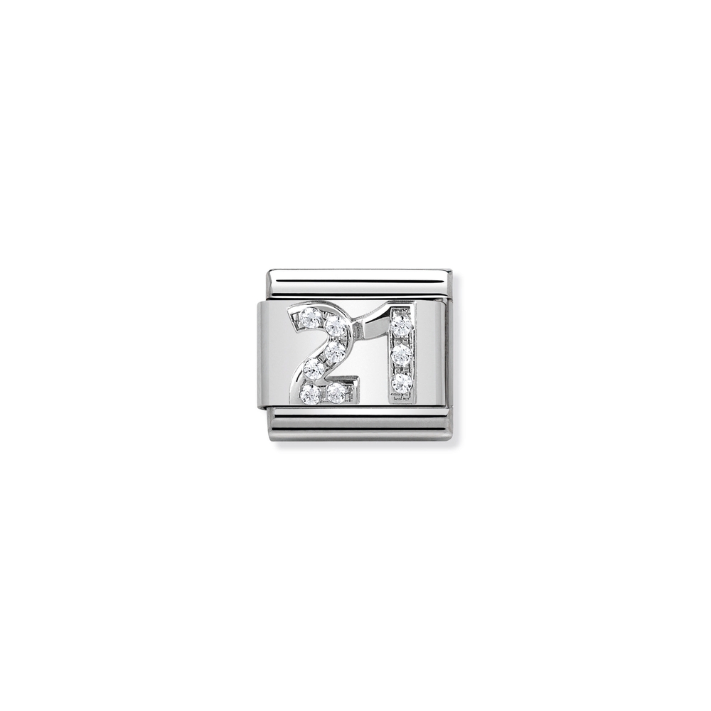 Maille classique numéro 21, acier inoxydable, argent, zircons incolores - 33030419 - NOMINATION