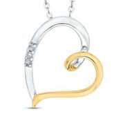 Pendentif or jaune coeur 2 points diamants
