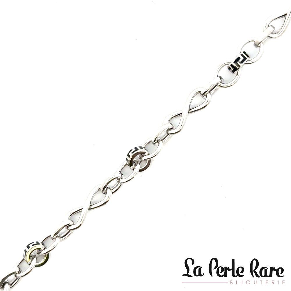 Bracelet de style Versace, or blanc 10 carats - BDH01-7050-B - Exclusivités