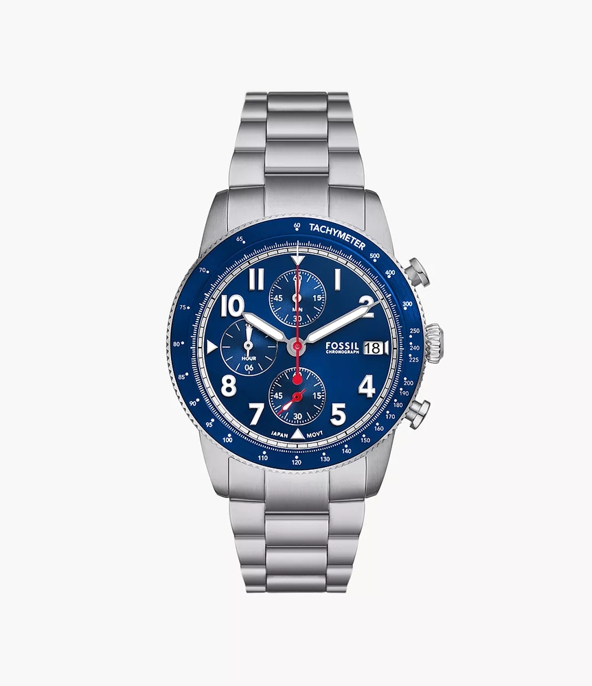 Montre chronographe, acier inoxydable, fond bleu - FS6047 - Fossil