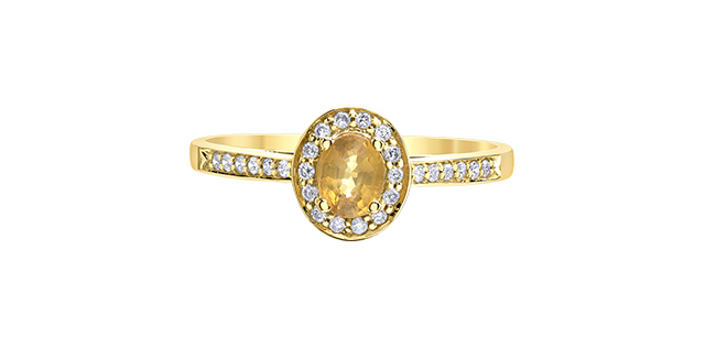 Bague or jaune saphir jaune et 13 points diamants - DX907YYSA - Corona