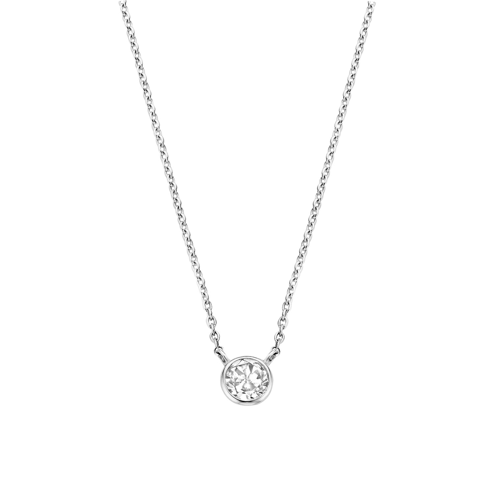 Collier solitaire, argent rhodié, zircon - 3845ZI-42 - Ti Sento