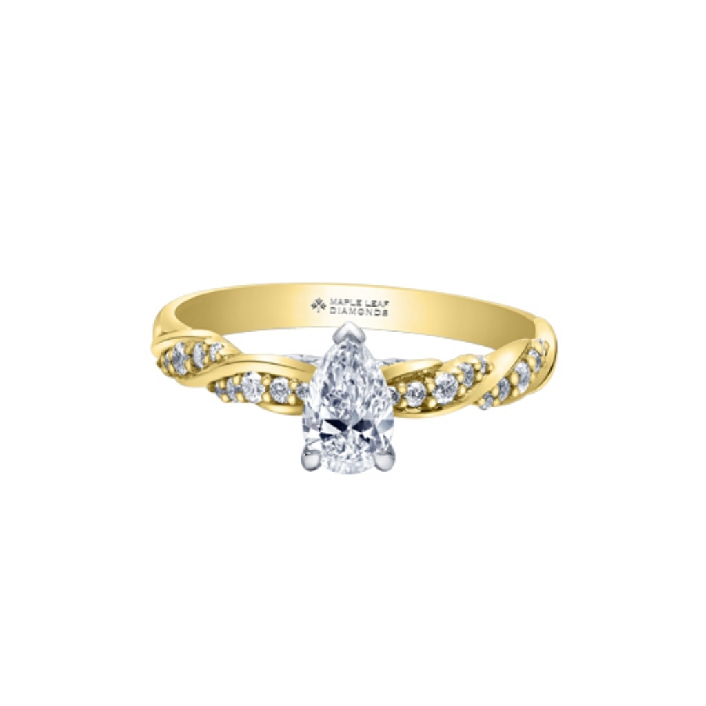 Bague or 2 tons (jaune et blanc) 18 carats, 70 poitns de diamant canadien total, VS1/J, certificat - 31455YW70-18 - Corona