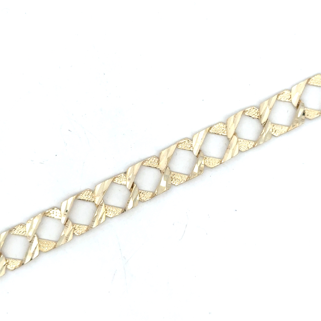 Bracelet gourmette texturé, or jaune 10 carats