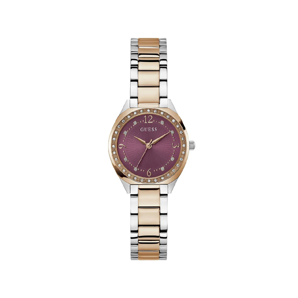 Montre acier inoxydable rosé, zircons incolores, fond nacré rose - GW0767L5 - Guess