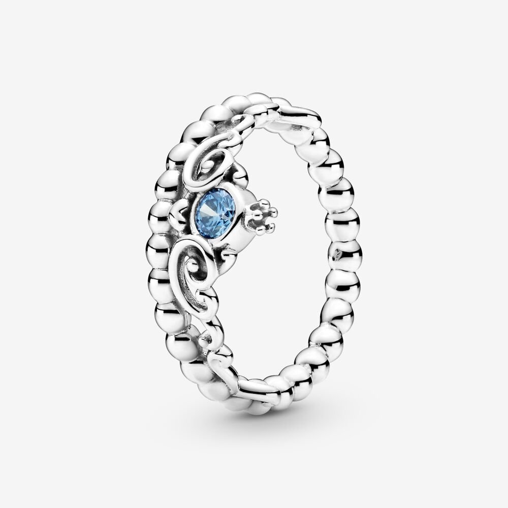 Bague tiare de Cendrillon, argent, zircon bleu - 199191C01-52 - Pandora