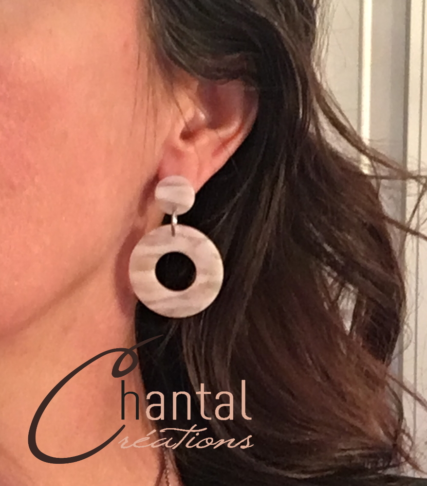 Boucles d'oreilles pendantes transparence - 21-BO-17 - Création Chantal