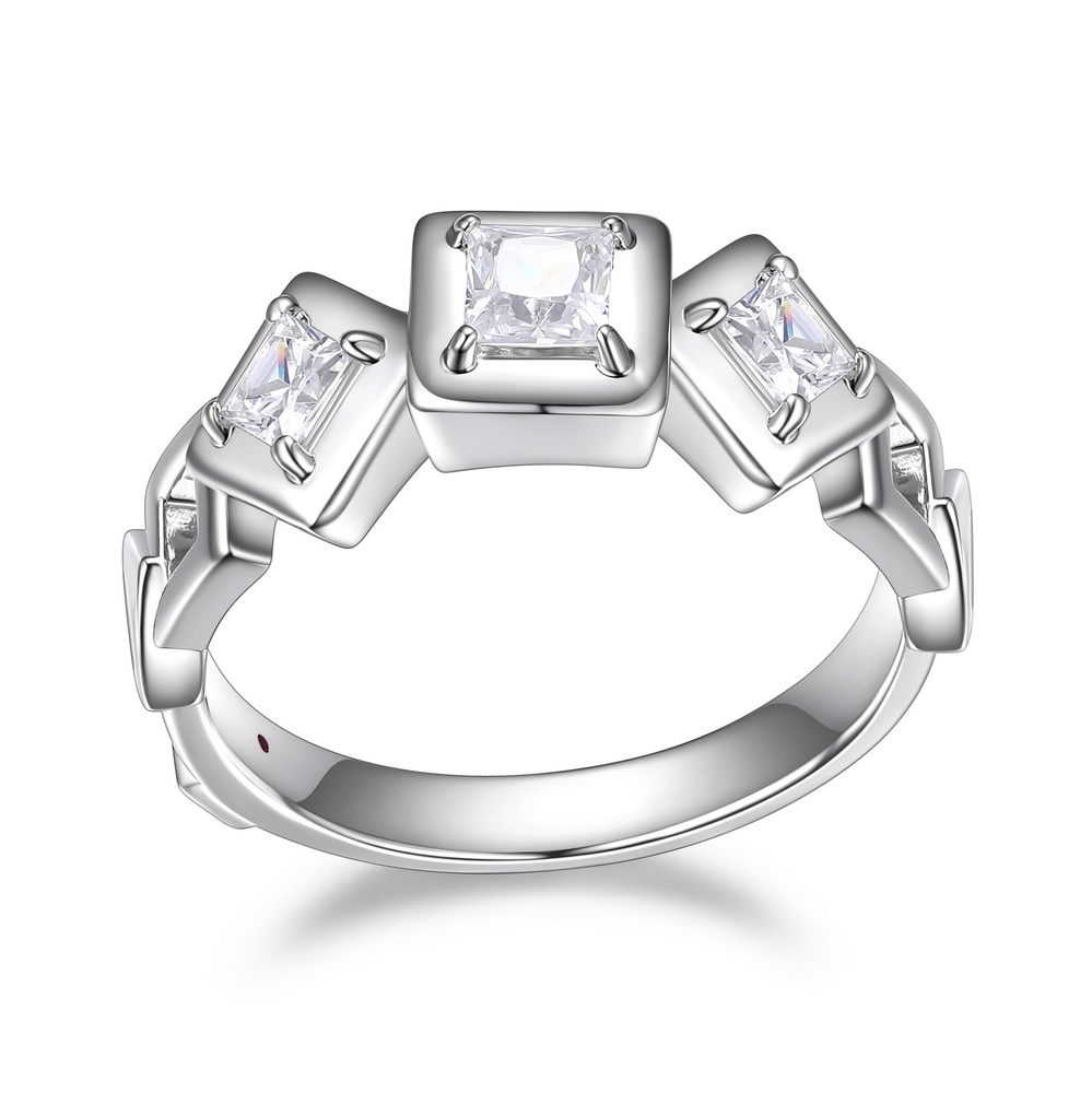 Bague argent rhodié, zircons - R4LABX00AC - Elle