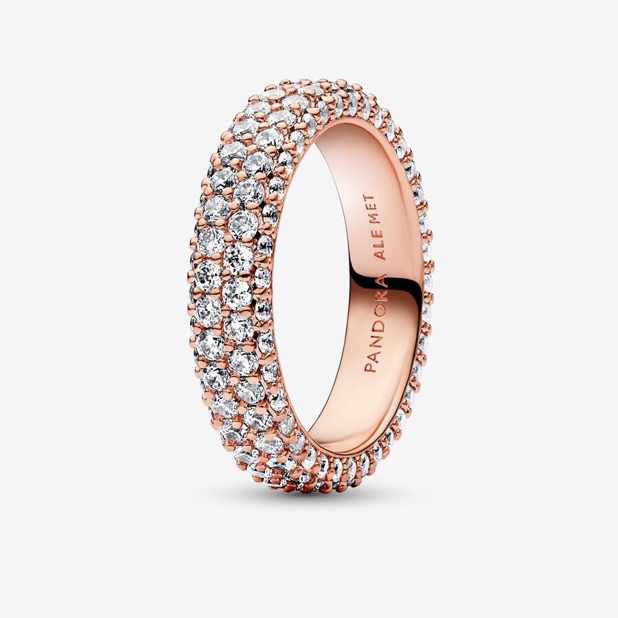 Bague deux rangées, pandora rose, zircons - 182629C01-54 - Pandora