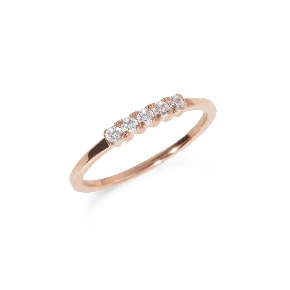 Bague étoile montante, acier rosé, zircons - T120R008DORO-5 - Mia