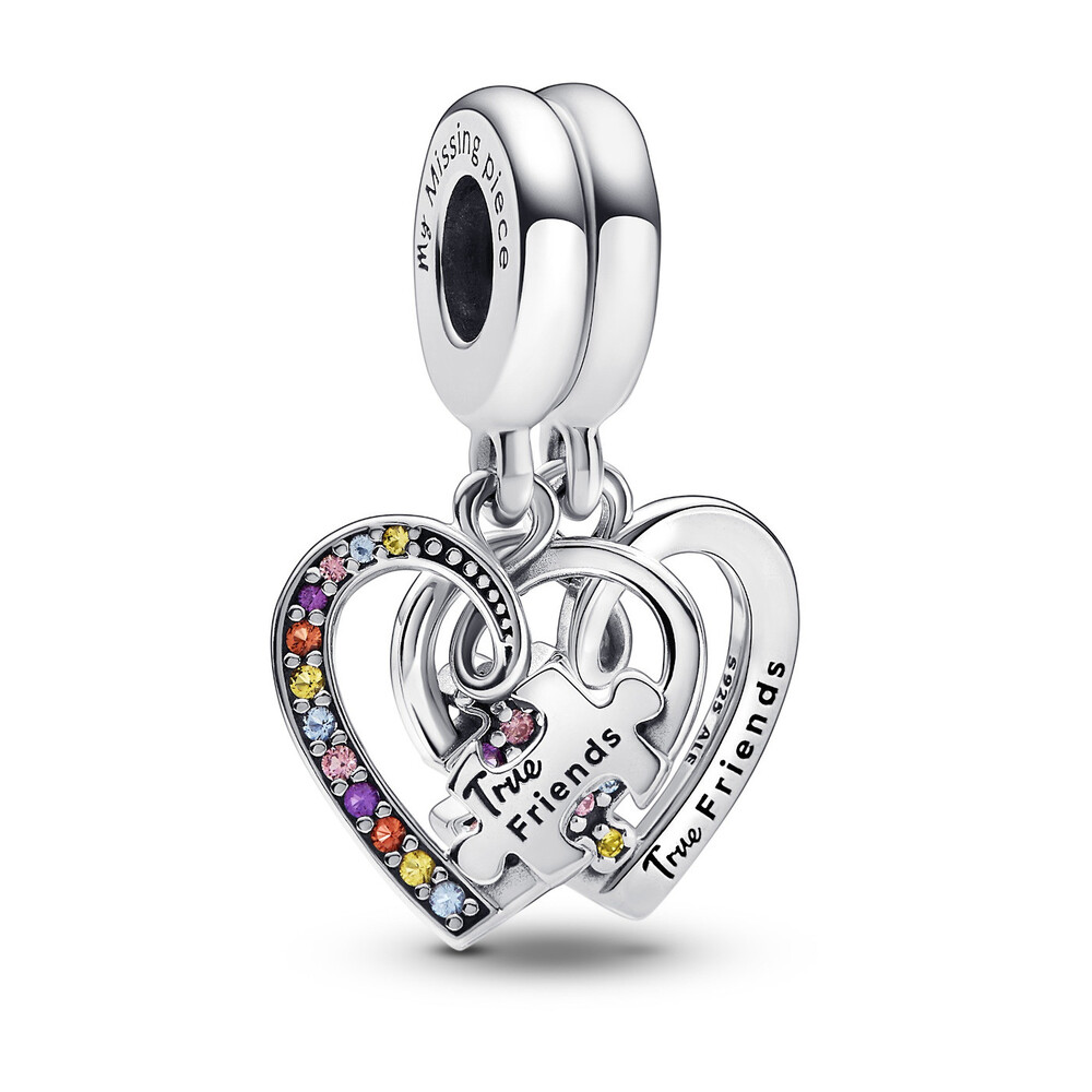 Bille séparable d'amitié coeurs et pièce de casse-tête, argent, zircons - 792239C01 - Pandora