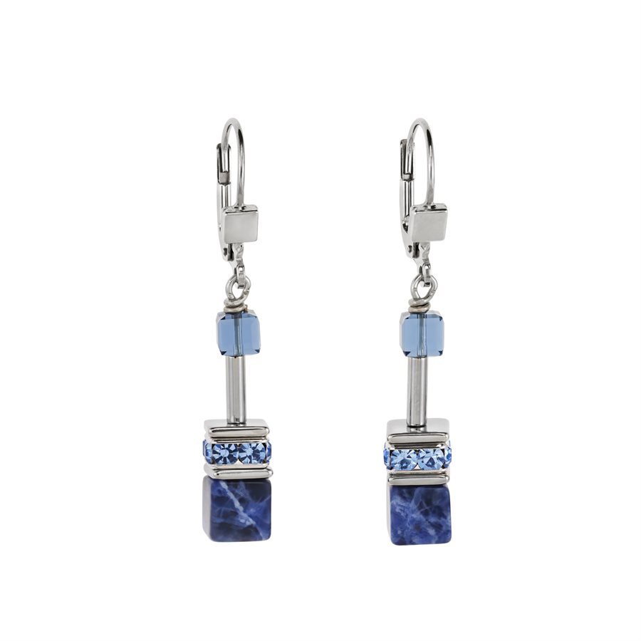 Boucles d'oreilles pendantes acier inoxydable, verre, cristaux - 4017-20-0700 - Coeur De Lion