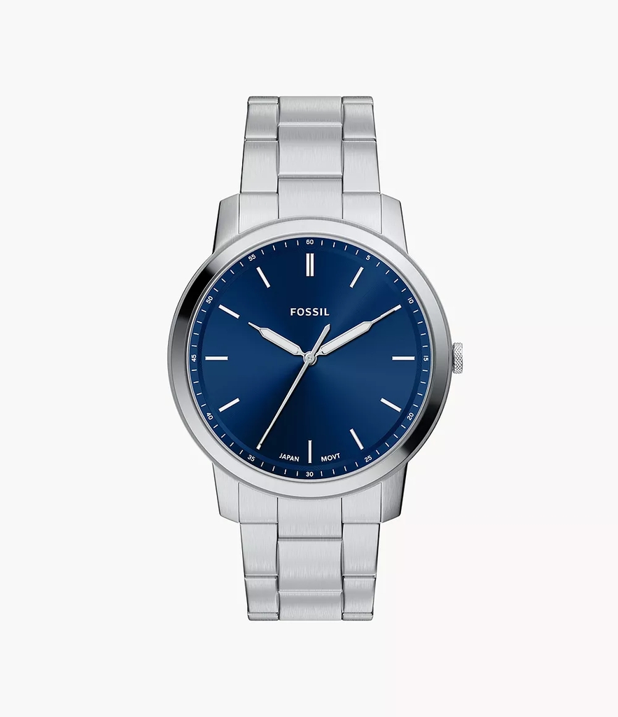 Montre acier inoxydable, fond bleu