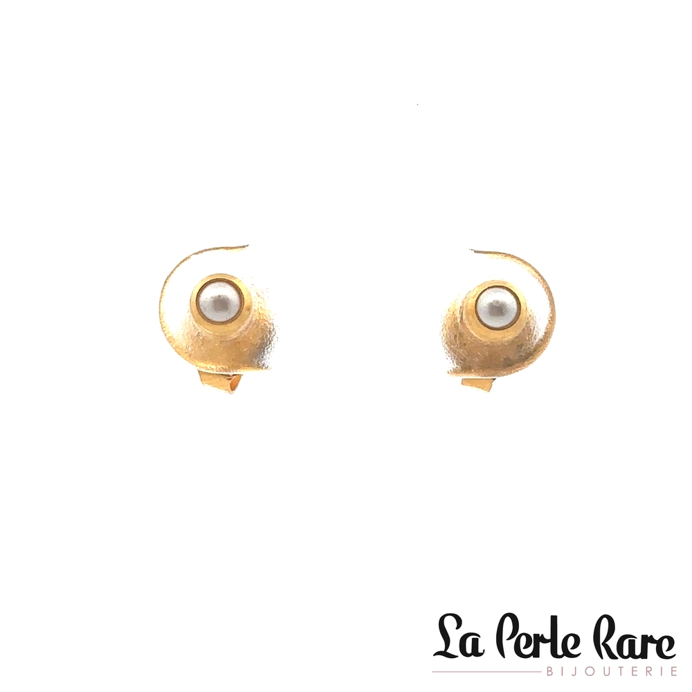 Boucles d'oreilles fixes acier inoxydable doré, perles - LPR-2714 - Exclusivités