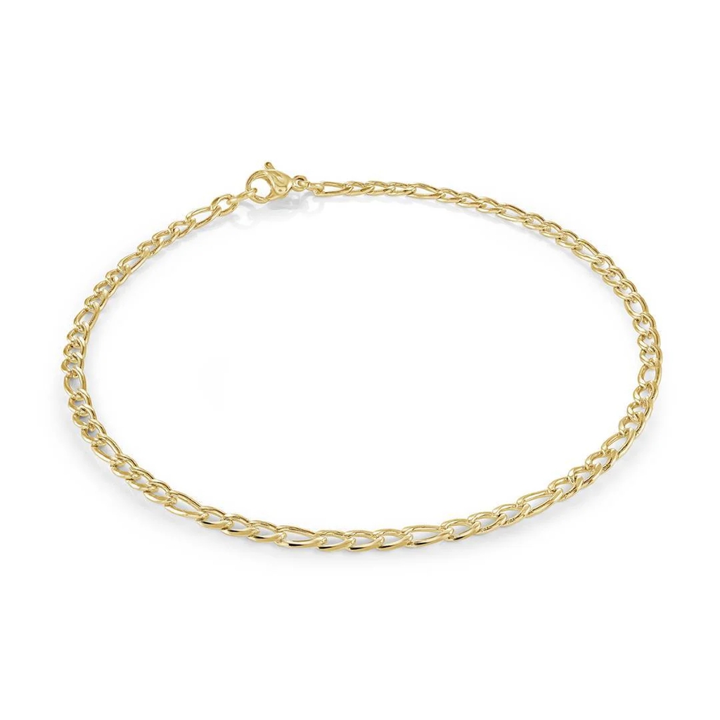 Bracelet figaro, acier inoxydable doré, 3 millimètres