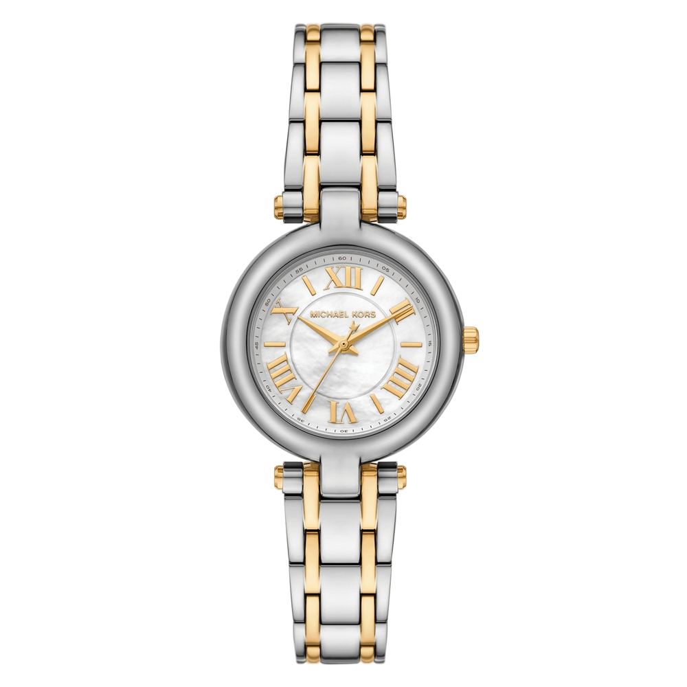 Montre acier inoxydable 2 tons (blanc et jaune), fond nacré blanc - MK4895 - Michael Kors