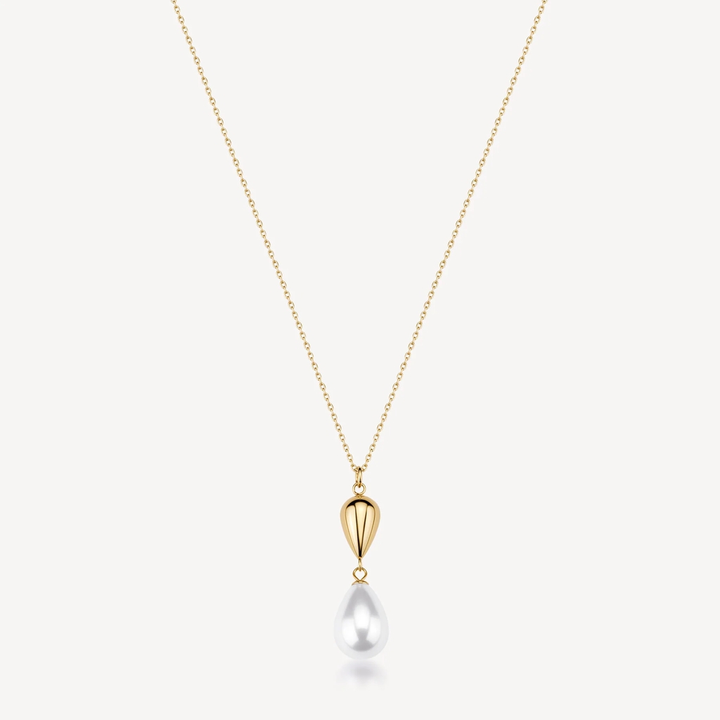 Collier Perfect, acier inoxydable doré, perle