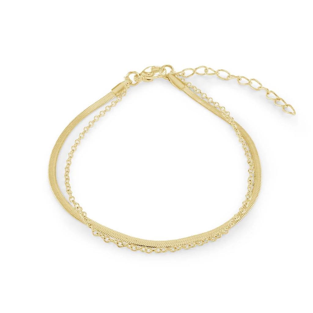Chaîne de cheville double, acier inoxydable doré
