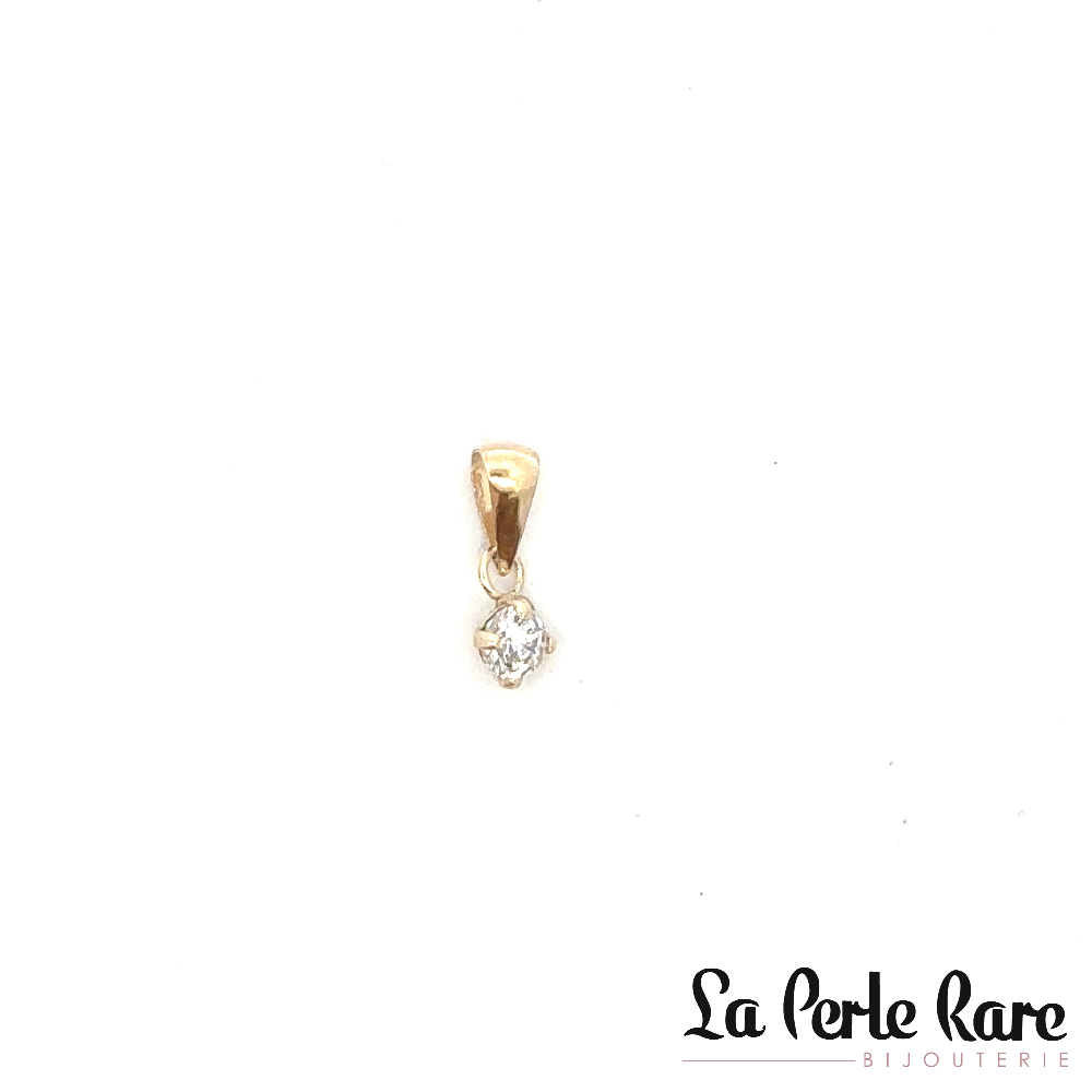 Pendentif solitaire, or jaune 10 carats, zircon incolore, 3 millimètres - 10123-3J-P - Exclusivités