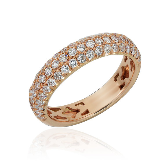 Jonc en or rose 18 carats, 87 points de diamants