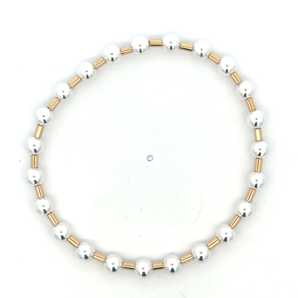 Bracelet extensible, métal doublé d'or 14 carats, argent, 5 millimètres