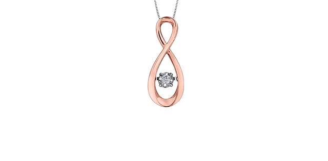 Pendentif pulse infini, or 2 tons (rose/blanc), dia 3 pts Pendentif pulse infini, or 2 tons (rose/blanc), dia 3 pts