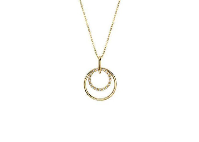 Pendentif cercles, or jaune 10 carats, 5 points de diamant total - 09-0410SE2Y - Rnb