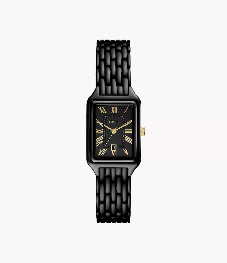 Montre rectangulaire, acier inoxydable noir, fond noir - ES5385 - Fossil