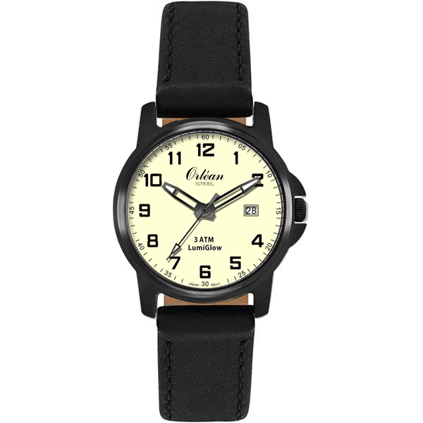 Montre cuir noir, acier inoxydable noir - ME3240-LTRNR - Orlean