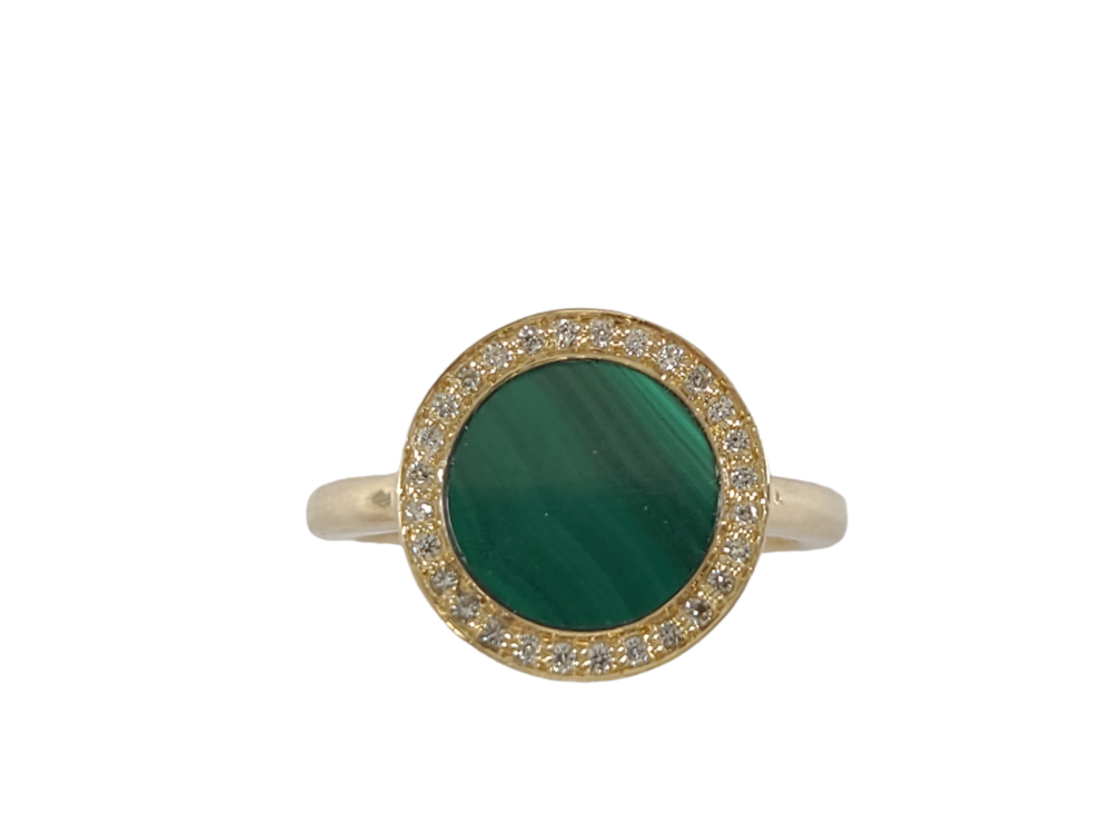 Bague or jaune, malachite, 9 pts dia tot - ANP4261-MA - Exclusivités